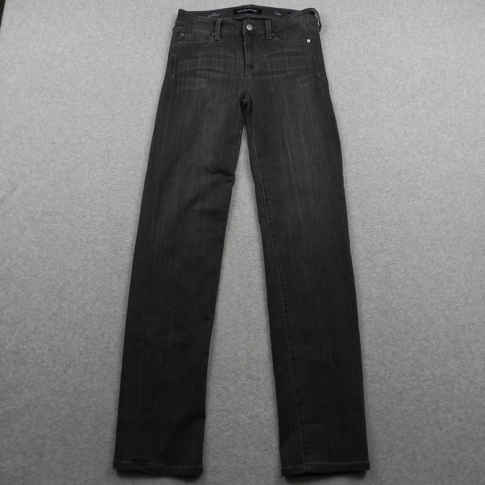 Liverpool Jeans Womens 2/26 The Straight 5-Pocket Stretch Flex Denim Gray